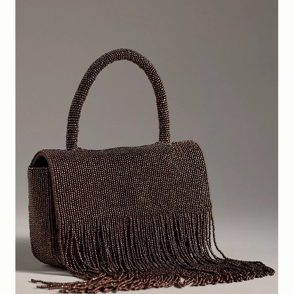 Anthropologie Beaded Fringe Bag